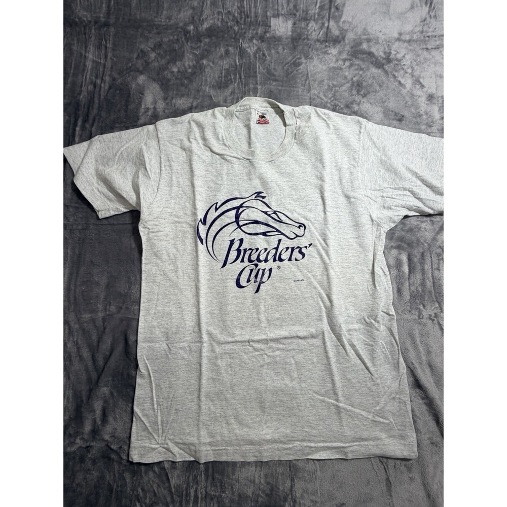 Vintage 1990 Single Stitch Made In USA Fruit Of Loom TShirt Breeders Cup Size XL